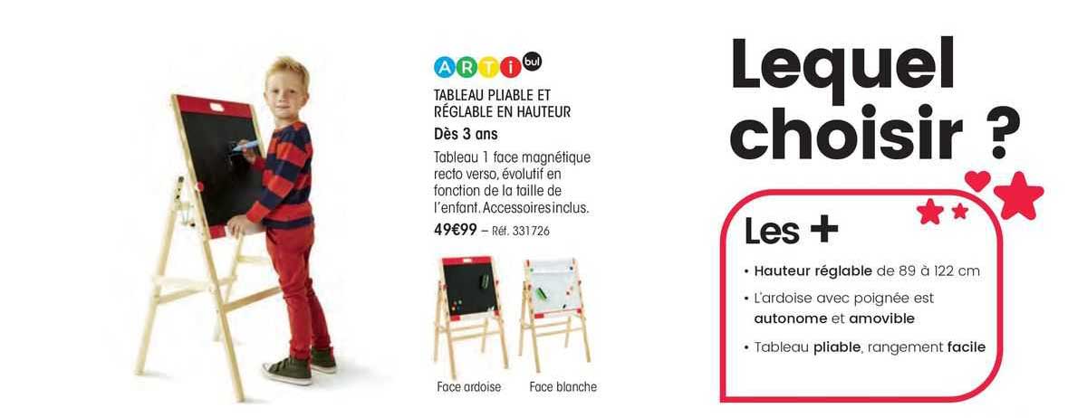 tableau pliable et reglable en hauteur