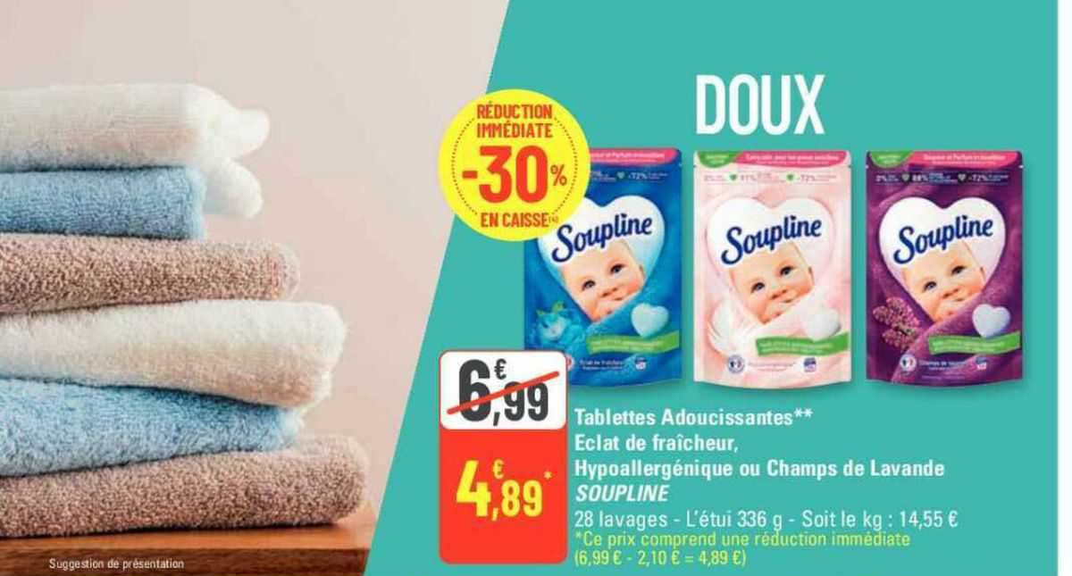 Tablettes Adoucissantes éclat De Fraîcheur, Hypoallergénique Ou Champs De Lavande Soupline
