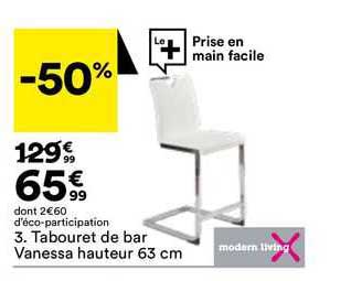 tabouret de bar vanessa hauteur 63 cm modern living