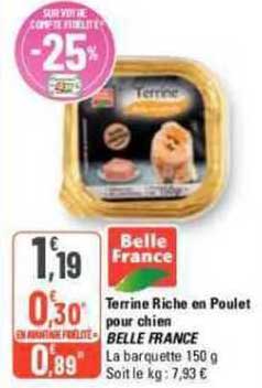 terrine riche en poulet pour chien belle france