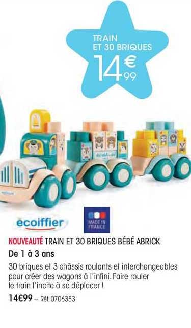 train et 30 briques bébé abrick écoiffier