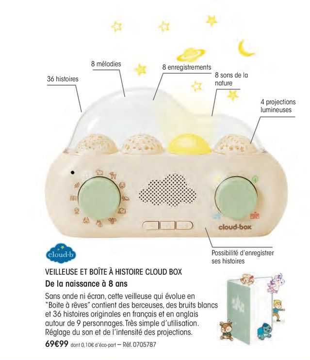 veilleuse et boîte à histoire cloud box