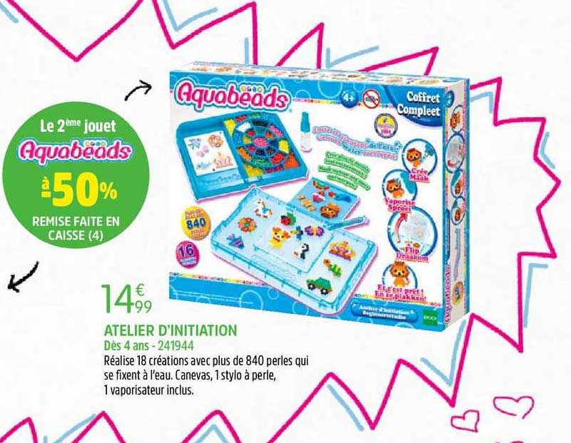 atelier d'initiation aquabeads le 2ème jouet à -50% remise faite en caisse