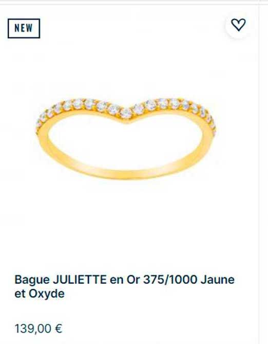 bague juliette en or 375-100 jaune et oxyde