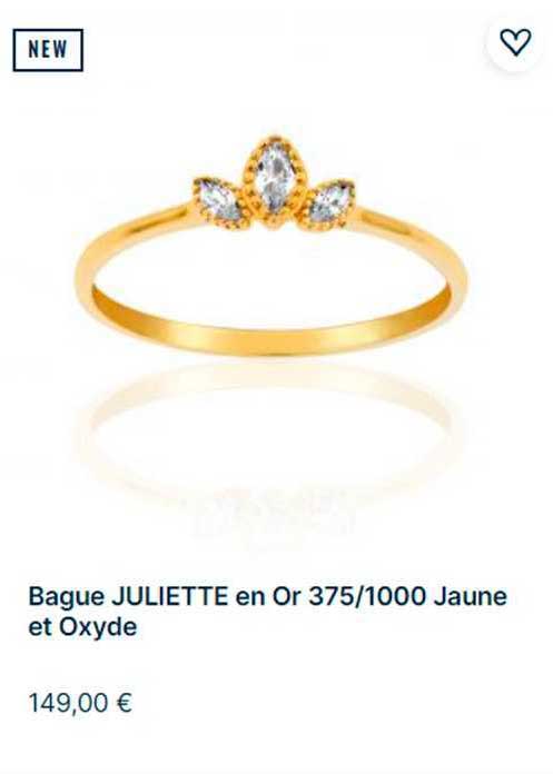 bague juliette en or 375-1000 jaune et oxyde