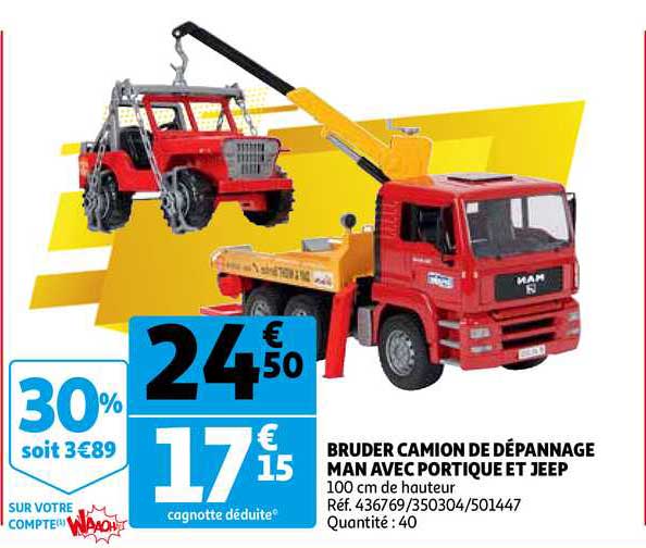 bruder camion de dépannage man avec portique et jeep
