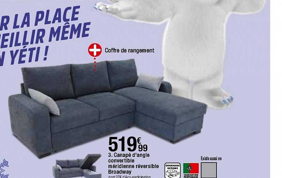 Canapé D'angle Convertible Méridienne Réversible Broadway