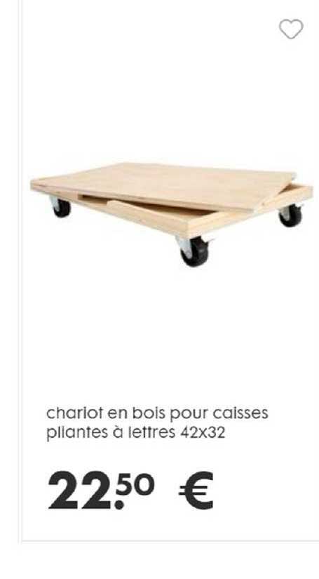 chariot en bois pour caisses pliantes à lettres