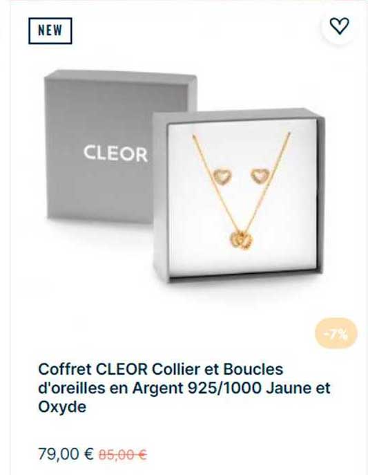 coffret cleor collier et boucles d'oreilles en argent 925-1000 jaune et oxyde