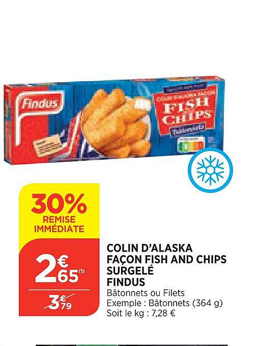 colin d'alaska façon fish and chips surgelé findus