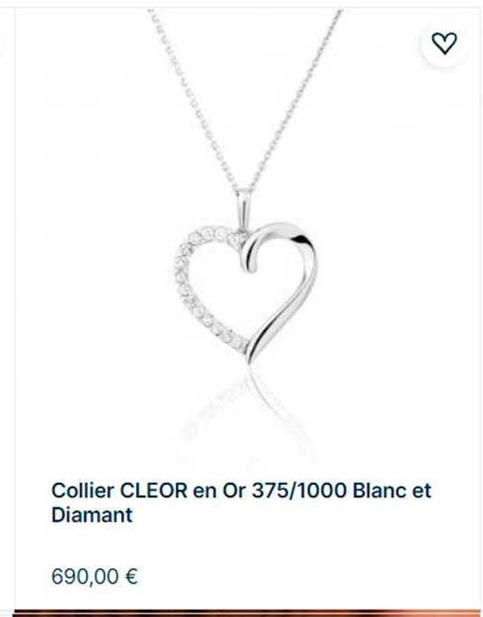 collier cleor en or 375-1000 blanc et diamand