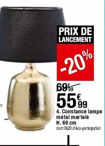 constance lampe métal martelé h. 60 cm