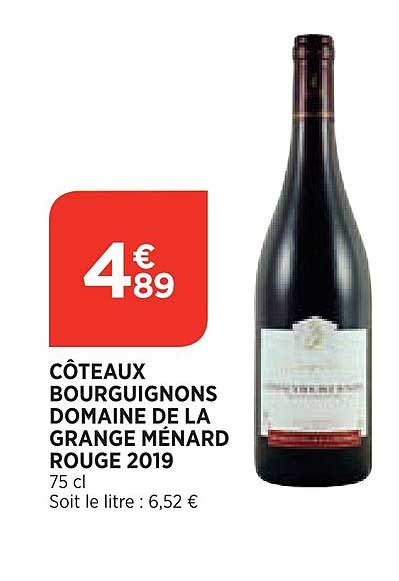 côteaux bourguignons domaine de la grange ménard rouge 2019