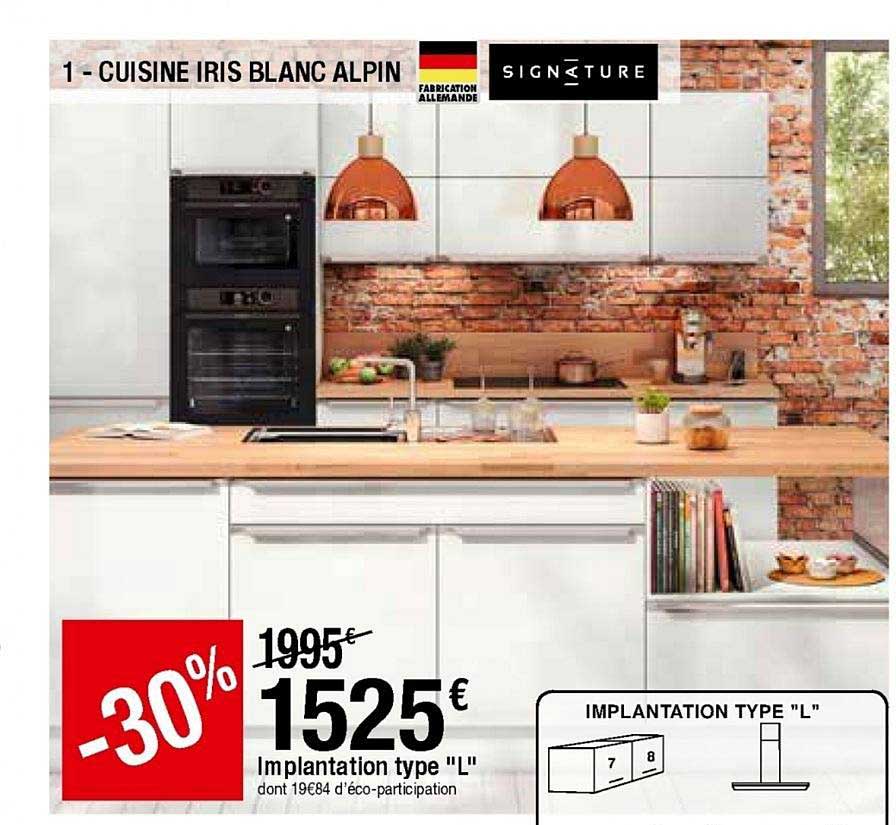 cuisine iris blanc alpin signature : implantation type "l"