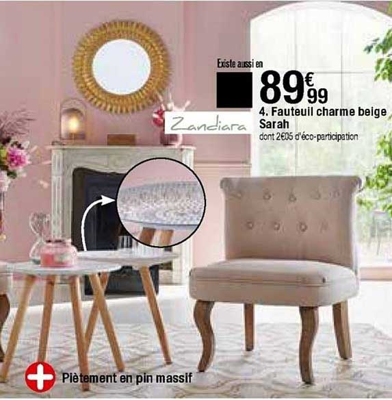 fauteuil charme beige sarah