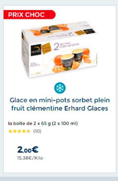 glace en mini-pots sorbet plein fruit clémentine erchard glaces
