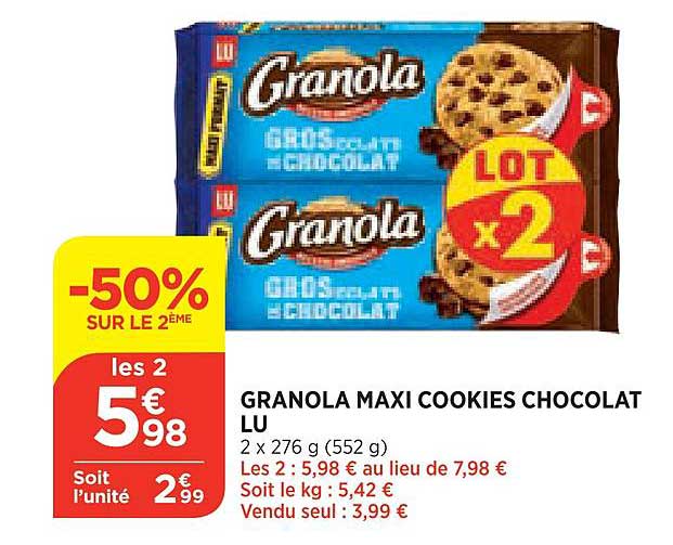 Granola Maxi Cookies Chocolat Lu