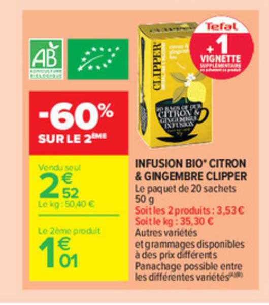 Infusion Bio Citron & Gingembre Clipper