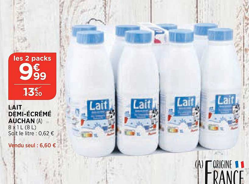 lait demi-écrémé auchan