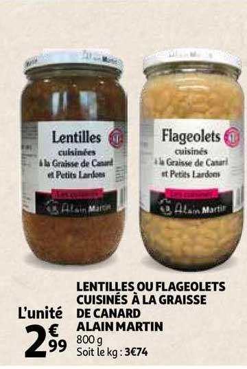 lentilles ou flageolets cuisinés à la graisse de canard alain martin