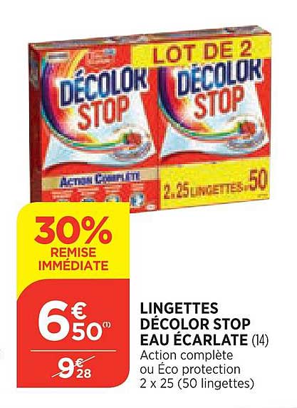 lingettes décolor stop eau écarlate