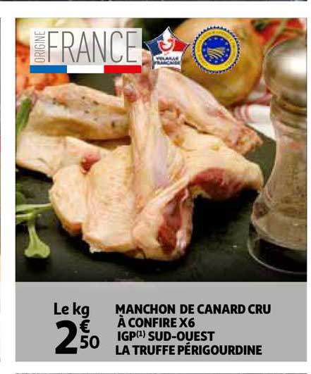 manchon de canard cru à confire x6 igp sud-ouest la truffe périgourdine