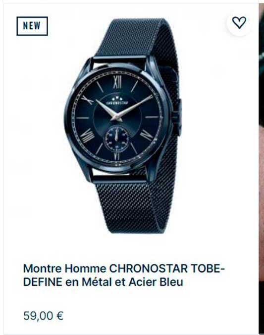 montre homme chronostar tobe-define en métal et acier bleu