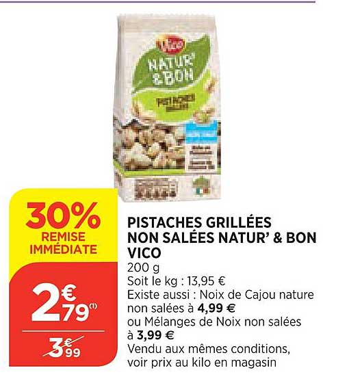 pistaches grillées non salées natur' & bon vico