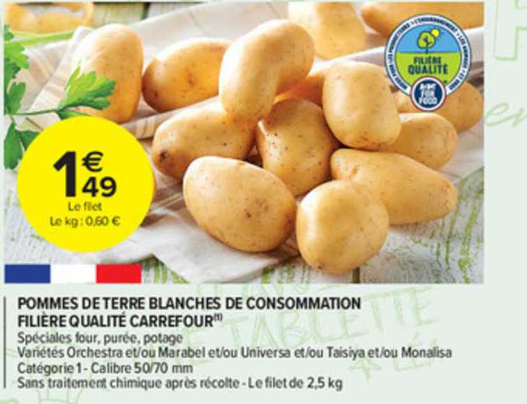 Pommes De Terre Blanches De Consommation Filière Qualité Carrefour