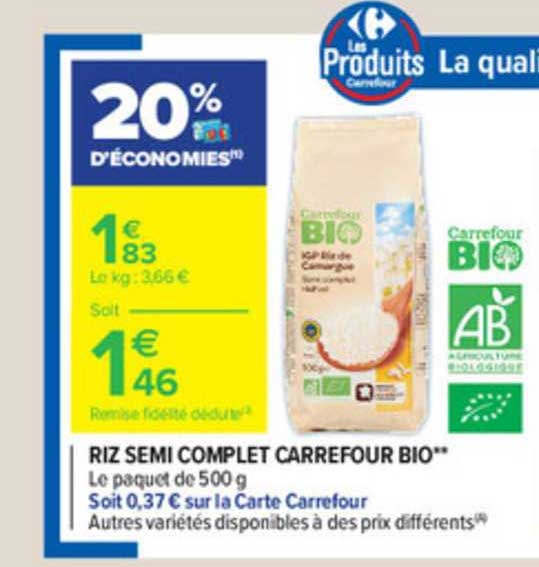 riz semi complet carrefour bio