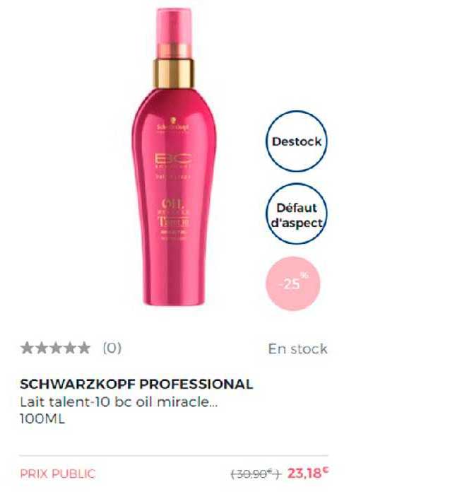 schwarzkopf professional lait talent 10 bc oil miracle