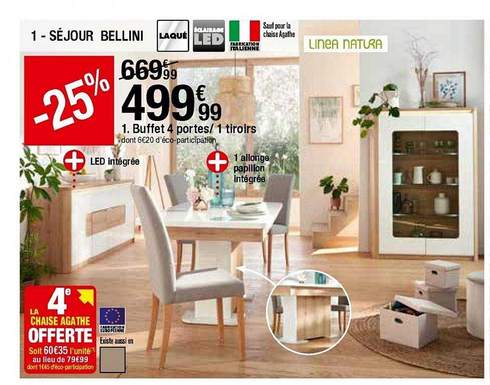 séjour bellini : buffet 4 portes - 1 tiroirs