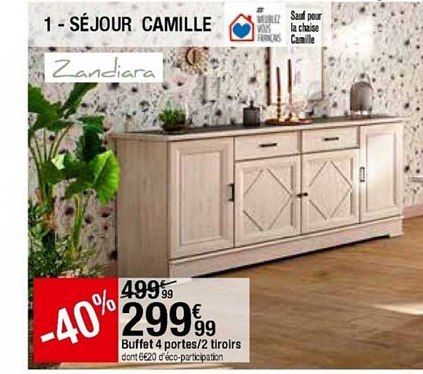 séjour camille : buffet 4 portes - 2 tiroirs