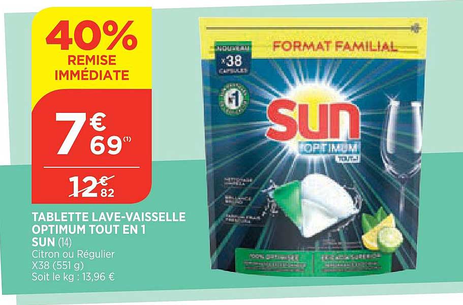 tablette lave-vaisselle optimum tout en 1 sun