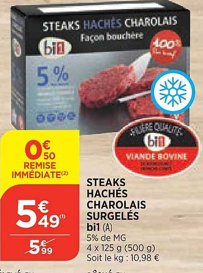 Viande Bovine : Steaks Hachés Charolais Surgelés Bi1