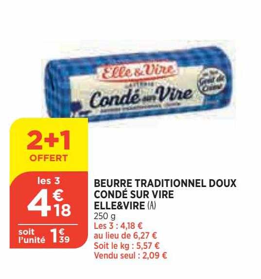 beurre traditionnel doux ondé sur vire elle & vire