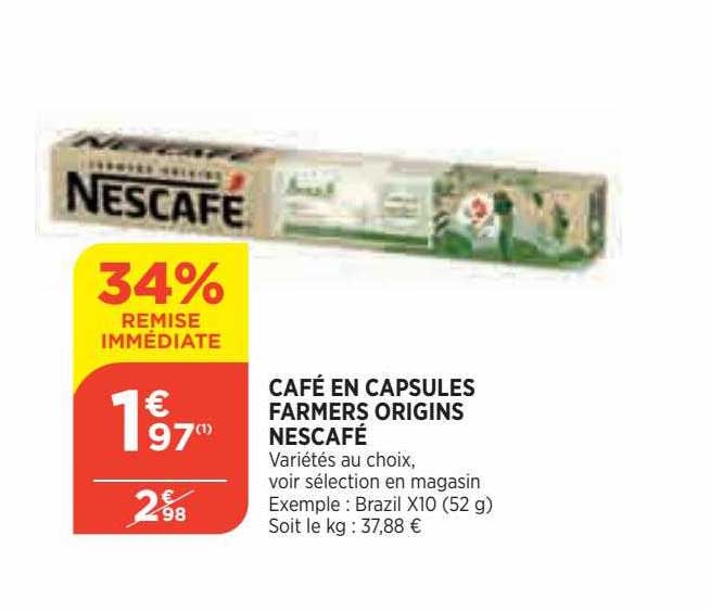 café en capsules farmers origins nescafé