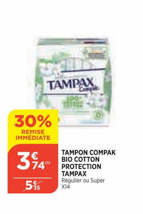 tampon compak bio cotton protection tampax