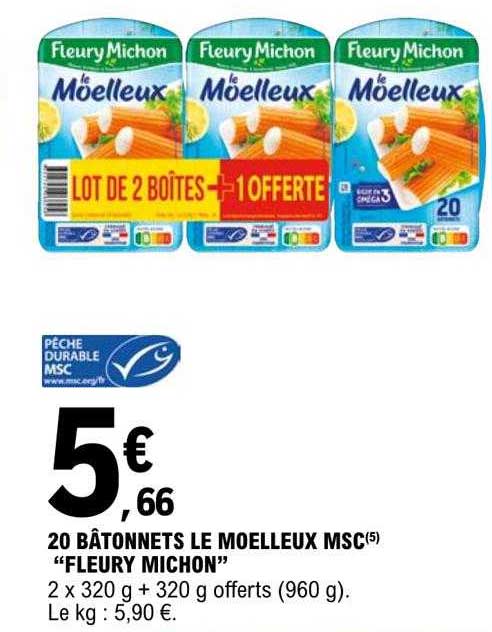20 bâtonnets le moelleux msc "fleury michon"