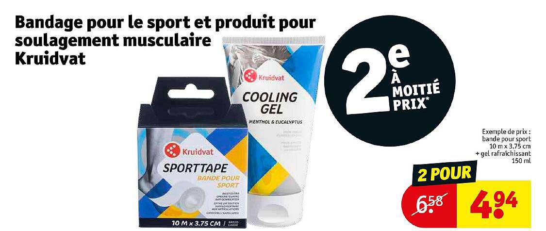 bandage pour le sport et produit pour soulagement musculaire kruidvat