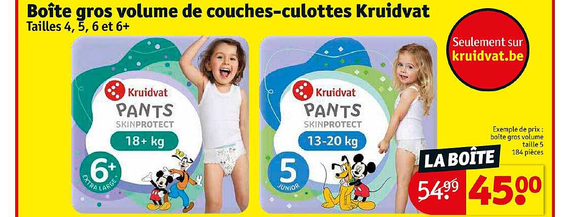 boîte gros volume de couches-culottes kruidvat