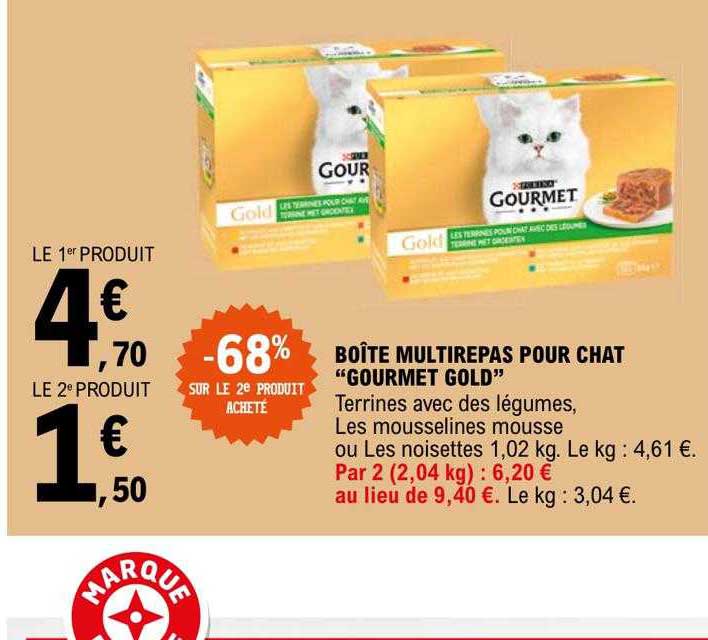 Boîte Multirepas Pour Chat "gourmet Gold" -68% Sur Le 2e Produit Acheté