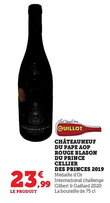 châteauneuf du pape aop rouge blason du prince cellier des princes 2019 guillot