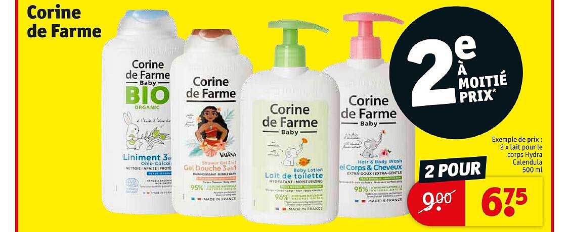 corine de farme 2 x lait pour le corps hydra calendula