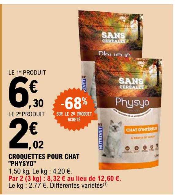 Croquettes Pour Chat "physyo" -68% Sur Le 2e Produit Acheté