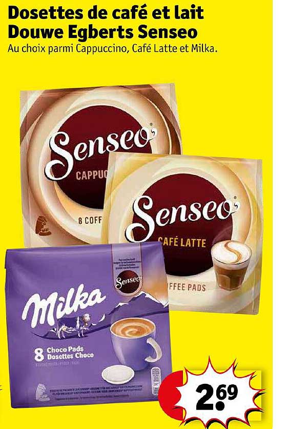 dosettes de café et lait douwe egberts senseo