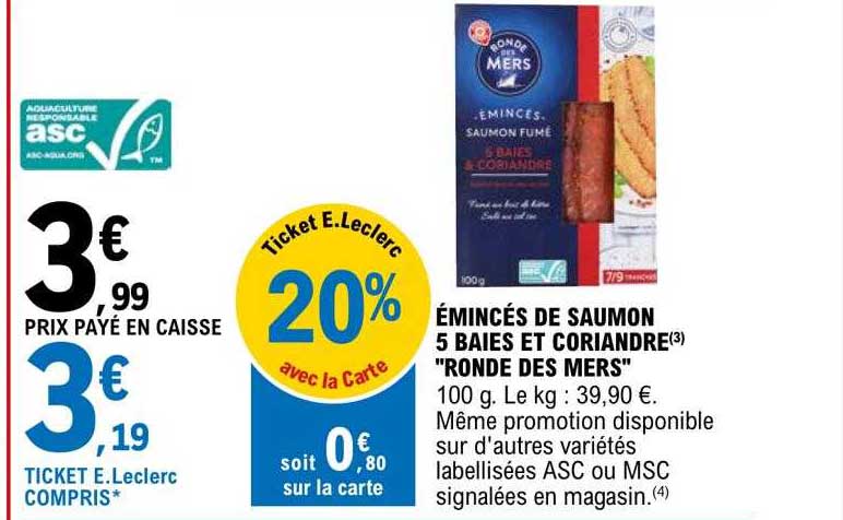 émincés de saumon 5 baies et coriandre "ronde des mers"