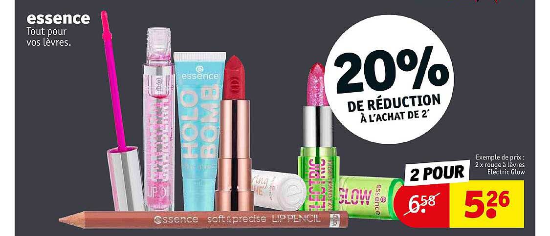 essece tout pour vos lèvres 20% de réduction à l'achat de 2*