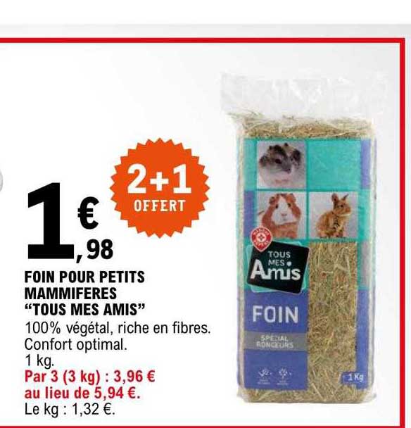 foin pour petits mammifères "tous mes amis" 2+1offert