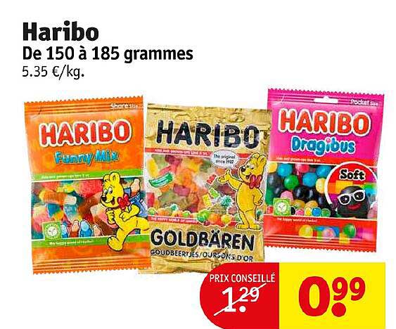 haribo de 150 à 185 grammes